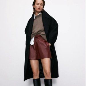 ZARA faux leather burgundy shorts XS